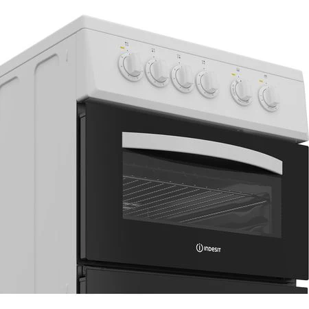 Indesit 50cm Electric feestanding double cooker with Ceramic Hob - White | ITE5VMW - Image 5