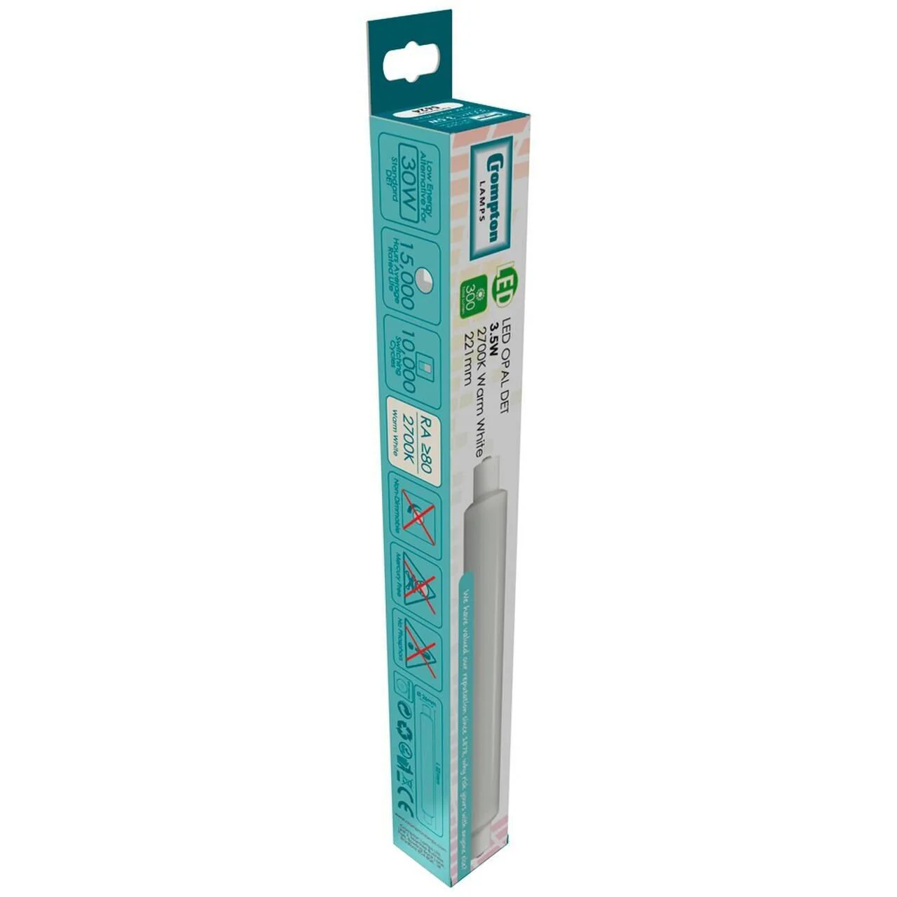 CROMPTON Opal Led 221MM 3.5W TubeE 2700K Warm White | JEGJD5330 - Image 4
