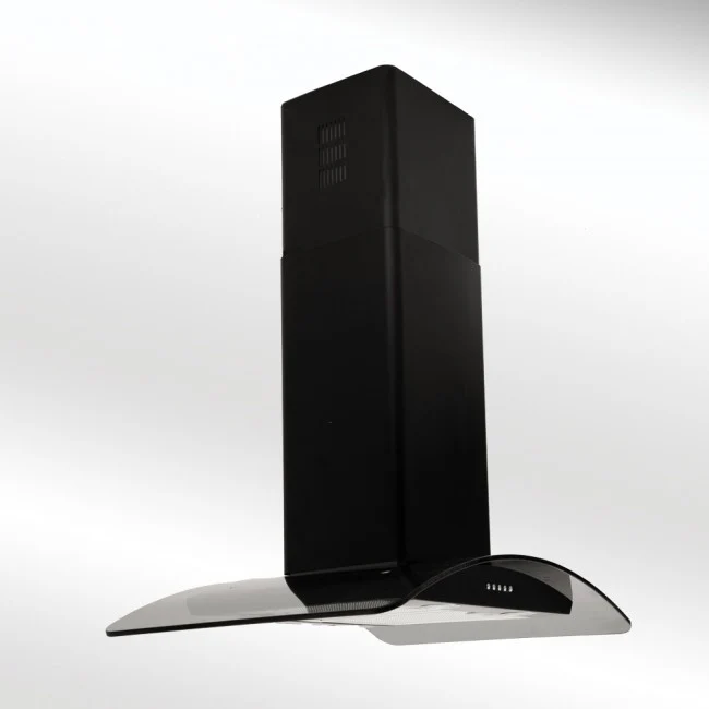 Luxair 90cm Curved Glass Island Cooker Hood - Black with Black Glass || LA-90-CVD-ISL-BLK - Image 3