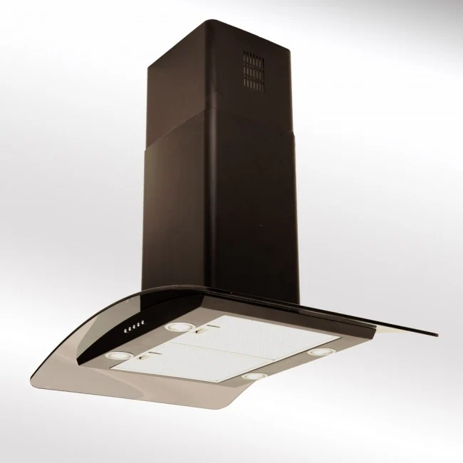 Luxair 90cm Curved Glass Island Cooker Hood - Black with Black Glass || LA-90-CVD-ISL-BLK - Image 4