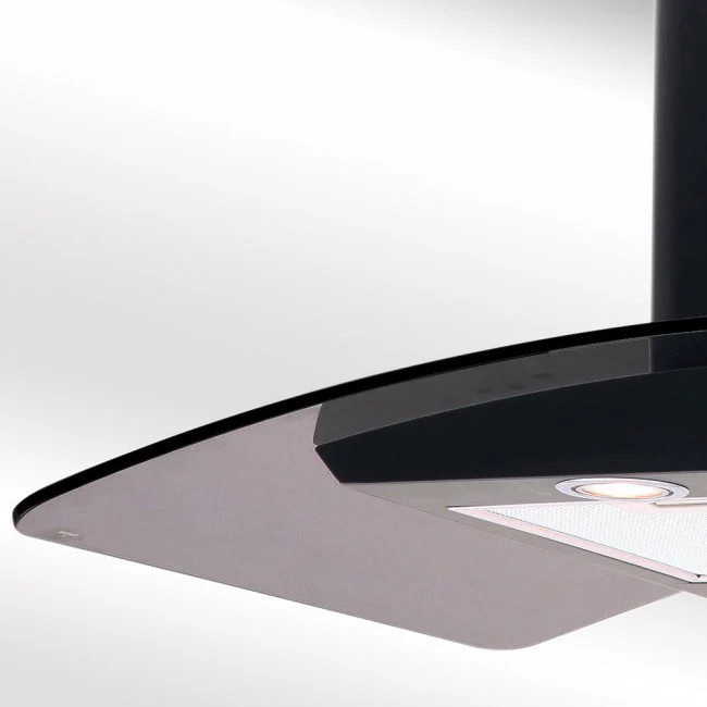 Luxair 90cm Curved Glass Island Cooker Hood - Black with Black Glass || LA-90-CVD-ISL-BLK - Image 5