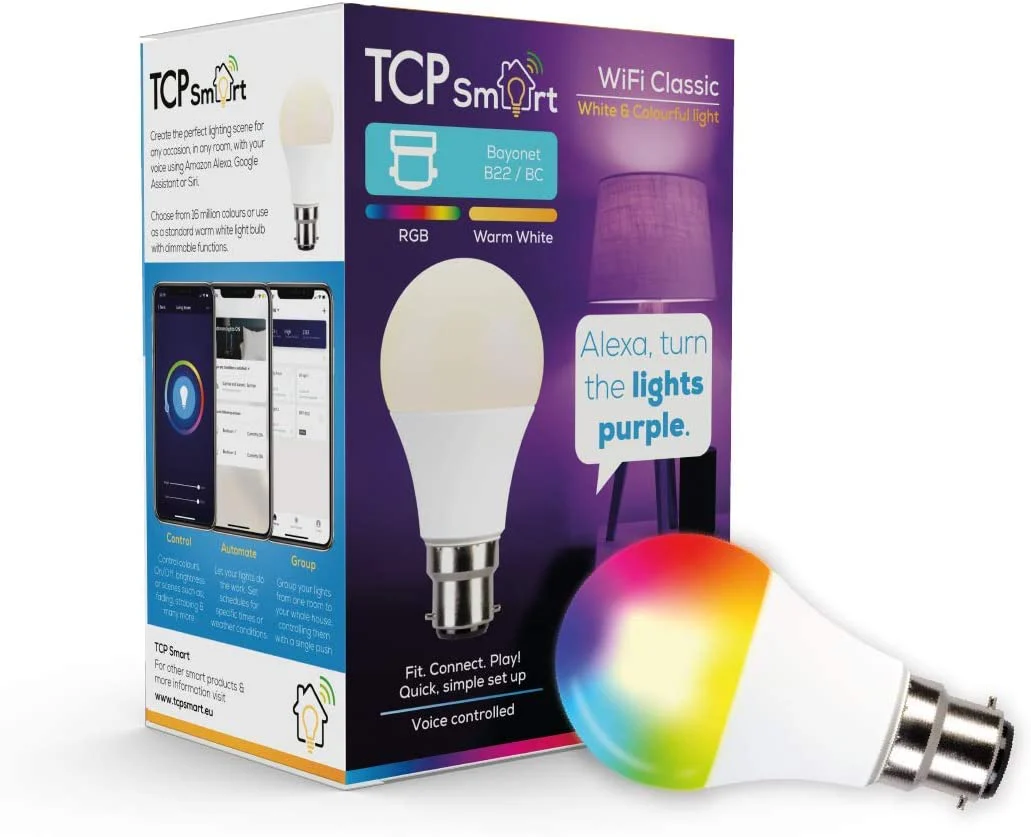 TCP B22 Alexa Smart WIFI Bulb RGB - White | LA60B20WW25RGBW - Image 4