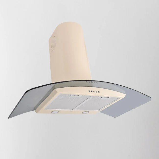 Luxair 100cm Curved Glass Cooker Hood - Ivory with Smoked Black Glass || LA-100-CVD-GL-IV - Image 4