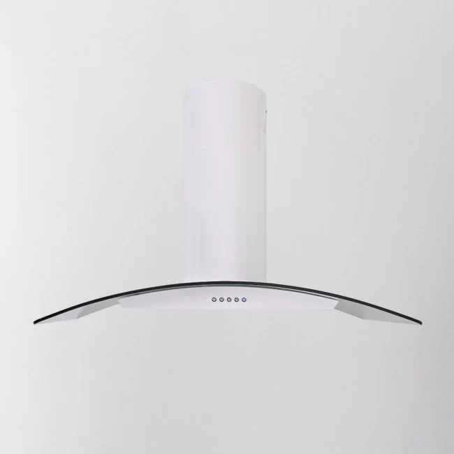 Luxair 100cm Curved Glass Cooker Hood - White with Smoked Black Glass || LA-100-CVD-GL-WHT - Image 2