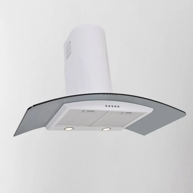 Luxair 100cm Curved Glass Cooker Hood - White with Smoked Black Glass || LA-100-CVD-GL-WHT - Image 3