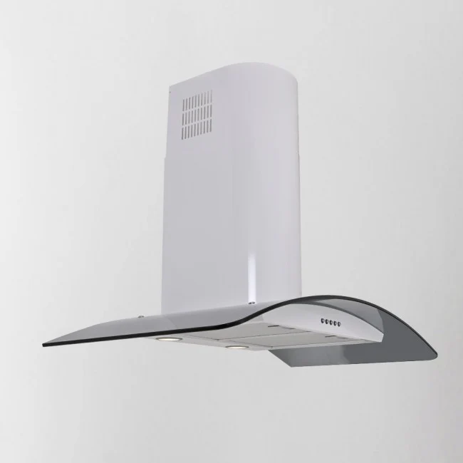 Luxair 100cm Curved Glass Cooker Hood - White with Smoked Black Glass || LA-100-CVD-GL-WHT - Image 4
