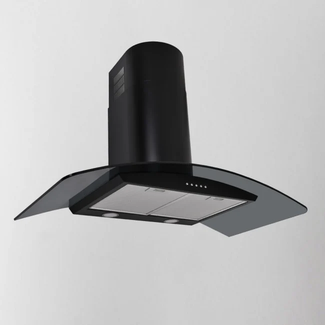 LUXAIR 110cm Premium Curved Glass Cooker Hood in Matt Black || LA-110-CVD-GL-BLK - Image 2