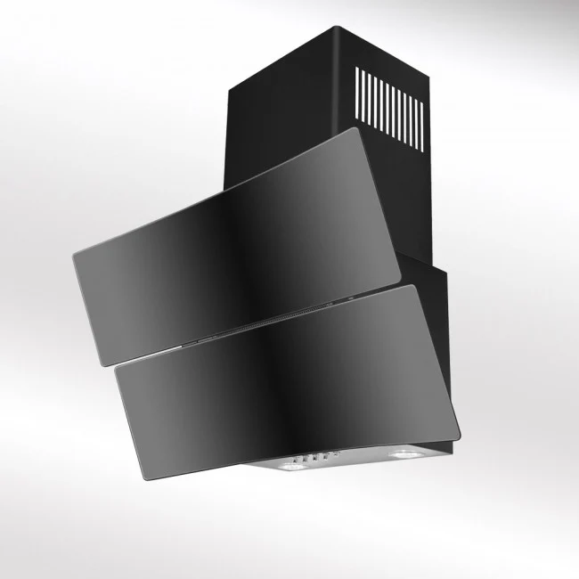 LUXAIR 60cm Angled Cooker Hood in Black with 2 x Curved Black Glass Panels || LA-60-HUBBLE-BLK - Image 3