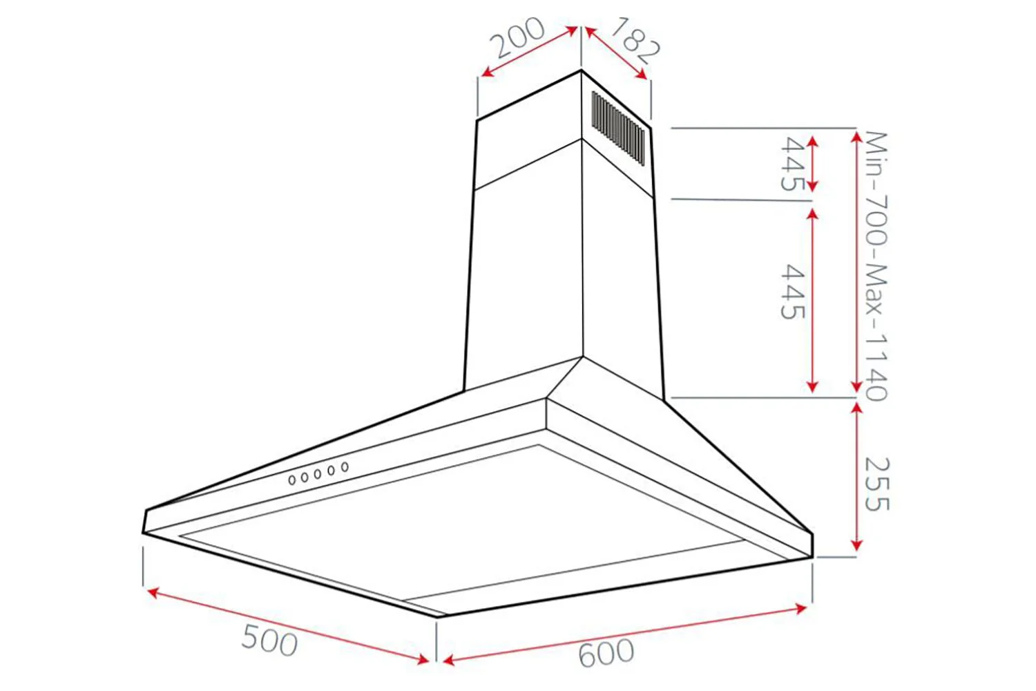 LUXAIR 60cm Budget Chimney Cooker Hood in Black || LA-60-DELTA-STD-BLK - Image 7