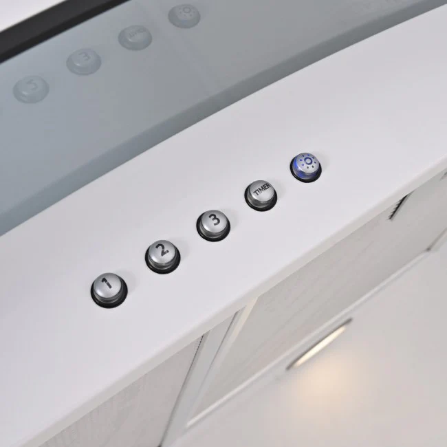 LUXAIR 60cm Premium Curved Glass Cooker Hood in Gloss White || LA-60-CVD-GL-WHT - Image 4