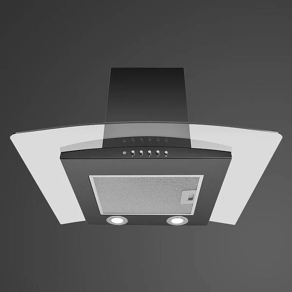 LUXAIR 70cm Budget Curved Glass Cooker Hood In Black || LA-70-ARTIS-CVD-BLK - Image 5