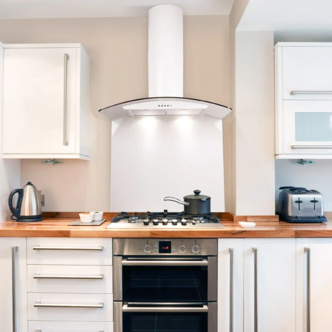 LUXAIR 70cm Premium Curved Glass Cooker Hood in Gloss White || LA-70-CVD-GL-WHT - Image 5