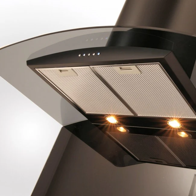 LUXAIR 70cm Premium Curved Glass Cooker Hood in Matt Black || LA-70-CVD-BLK - Image 3