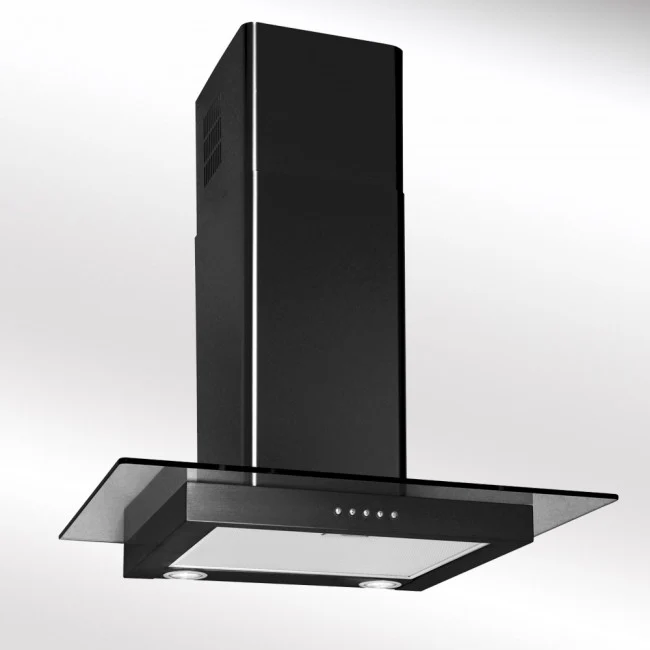 LUXAIR 70cm Straight Glass Cooker Hood in Matt Black || LA-70-ST-GL-BLK