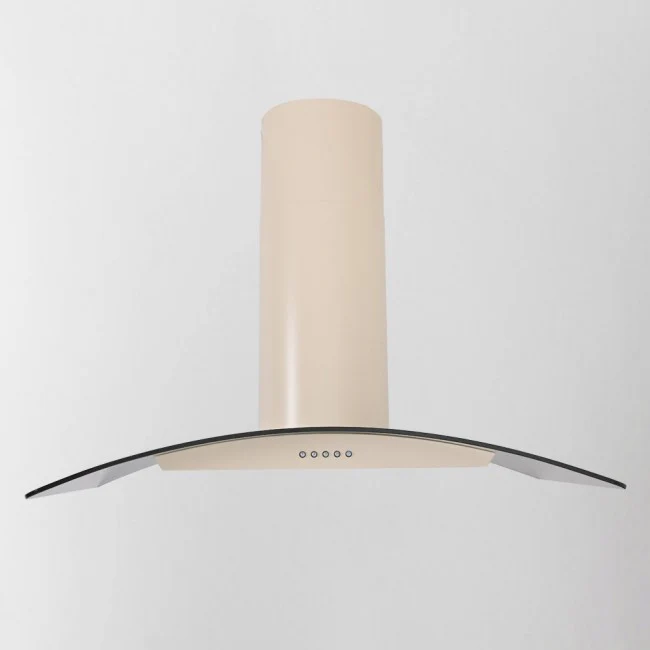 LUXAIR 80cm Premium Curved Glass Hood in Gloss Ivory/Cream || LA-80-CVD-GL-IV