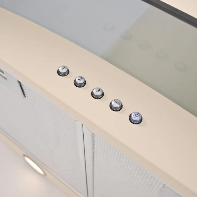 LUXAIR 80cm Premium Curved Glass Hood in Gloss Ivory/Cream || LA-80-CVD-GL-IV - Image 2