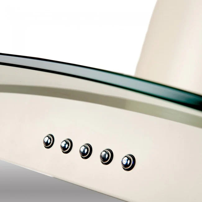 Luxair 90cm Curved Glass Island Cooker Hood - Cream/Ivory with Black Glass | LA-90-CVD-ISL-IV - Image 3