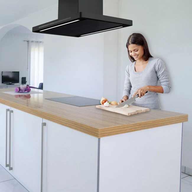 Luxair 90cm Linea Island Cooker Hood - LED - Black || LA-90-LINEA-ISL-BLK - Image 2