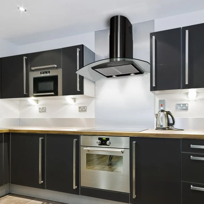 LUXAIR 90cm Premium Curved Glass Cooker Hood in Matt Black || LA-90-CVD-BLK - Image 6