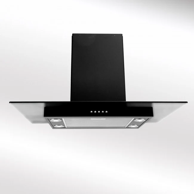 LUXAIR 90cm Straight Glass Island Cooker Hood in Matt Black || LA-90-ST-GL-ISL-BLK