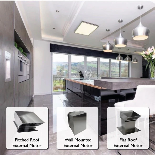 LUXAIR 90cm x 50cm Premium Ceiling Cooker Hood with Illuminated Centre Panel and Pitched Roof External Motor || LA-90-TOLVI-EXT-SS - Image 7