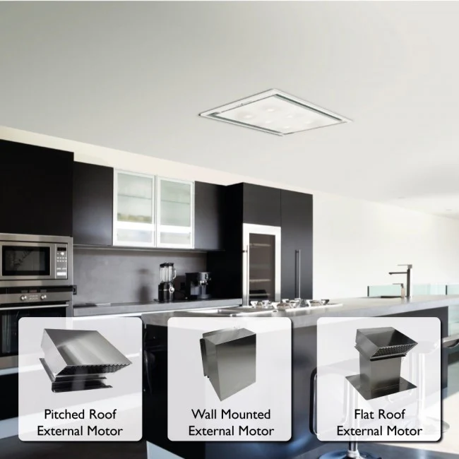 LUXAIR 90cm x 50cm Premium Ceiling Cooker Hood with Wall Mounted External Motor in Gloss White || LA-90-ANZI-EXT-WHT - Image 9