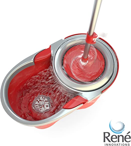 RENE Spin Mop Dada Powerful Spin Drying Stainless Steel Basket - Red | MOPDADA - Image 2