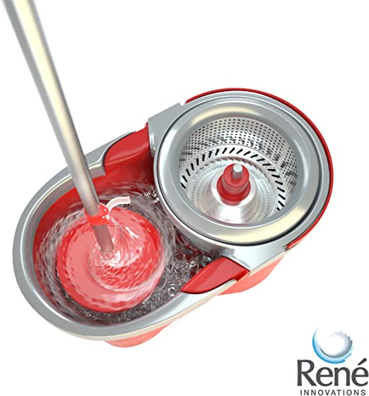 RENE Spin Mop Dada Powerful Spin Drying Stainless Steel Basket - Red | MOPDADA - Image 3