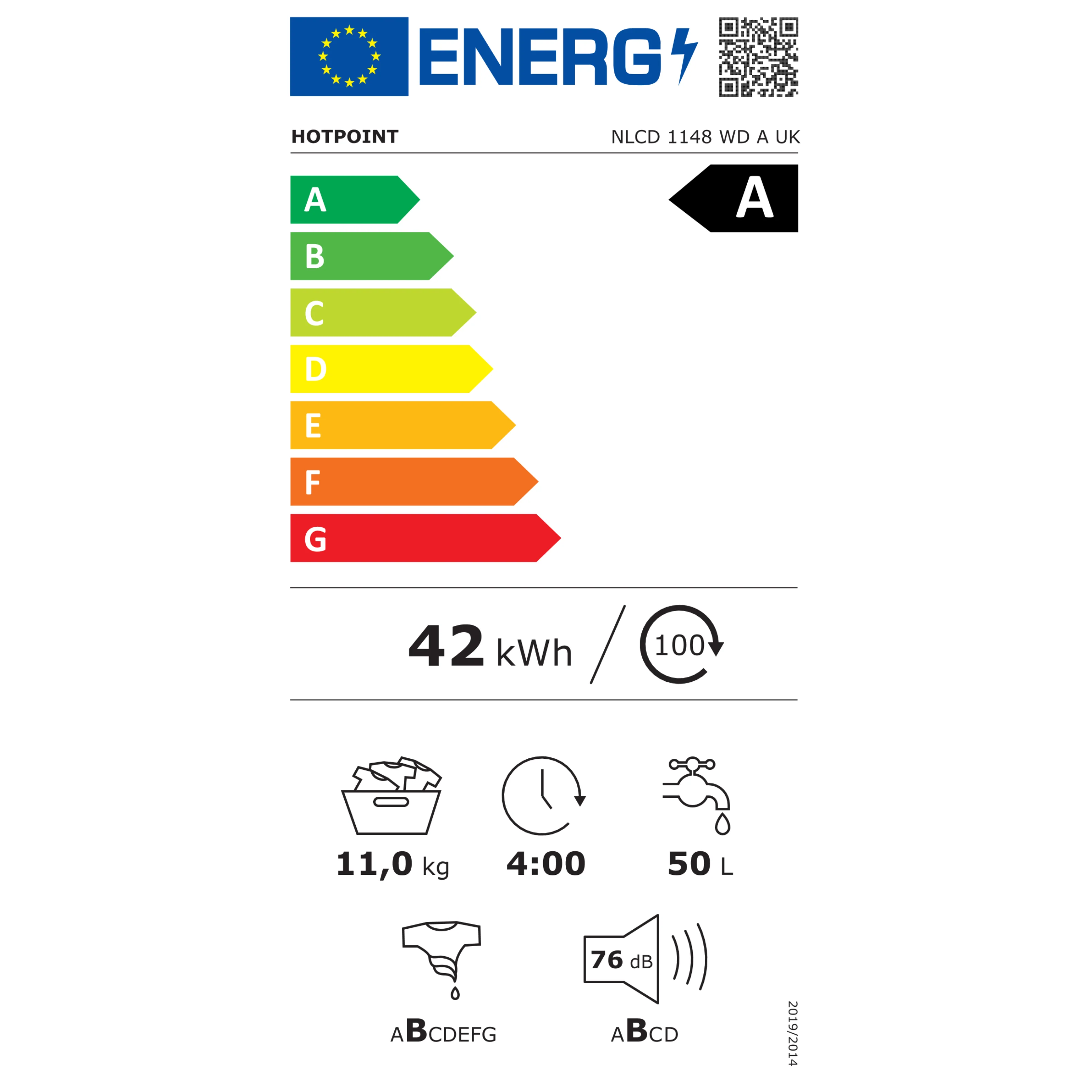 Hotpoint ActiveCare 11Kg 1400 RPM Washing Machine - White | NLCD1148WDAUK - Image 3