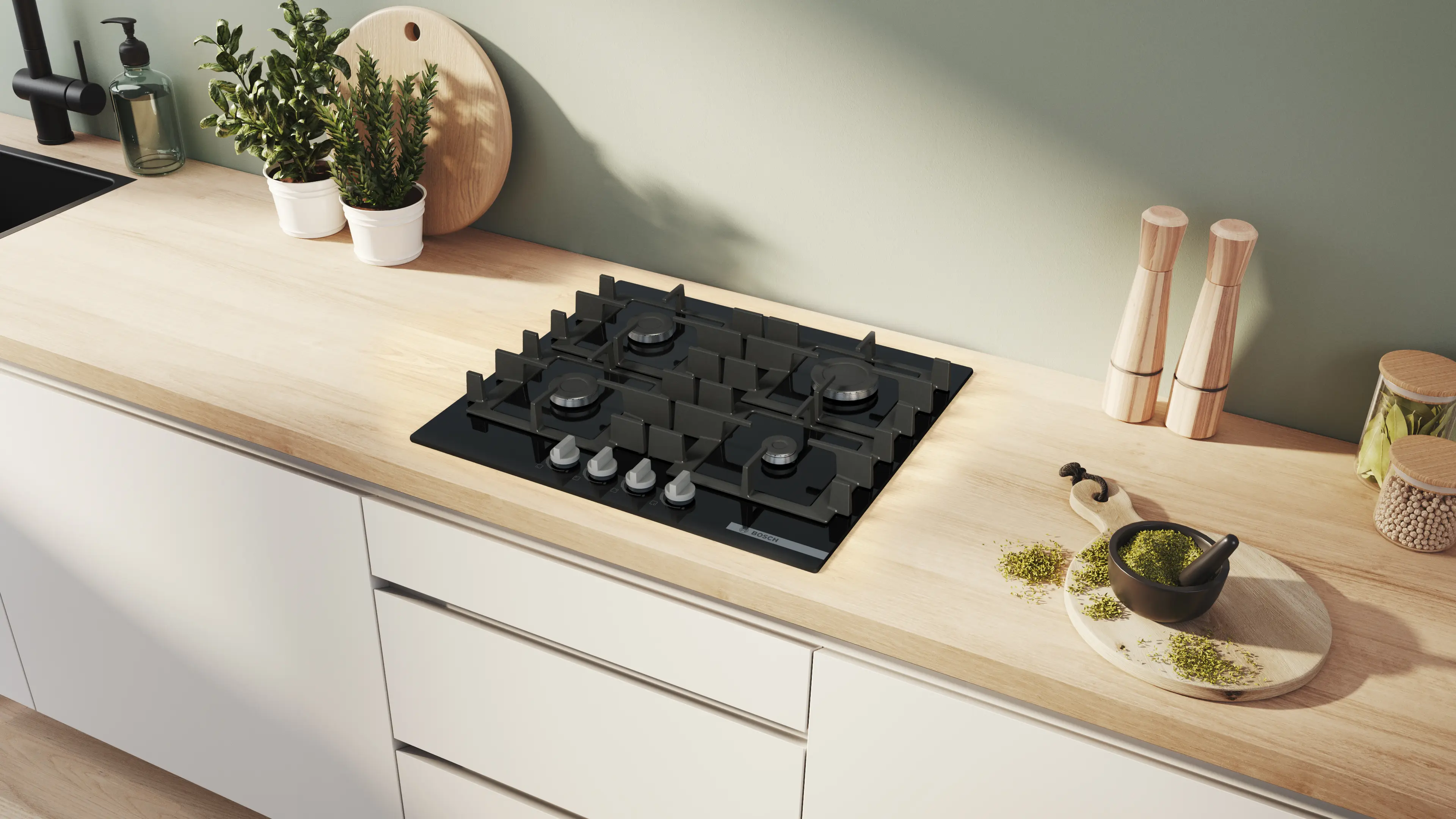 BOSCH Series 4 Gas Hob 60cm Tempered Glass - Black | PNP6B6K40 - Image 4