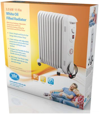 *OPEN BOX* Prem-I-Air Fin Oil Filled Radiator 2.5 kW 11 with 24 Hour Timer | EH1846 - Image 3