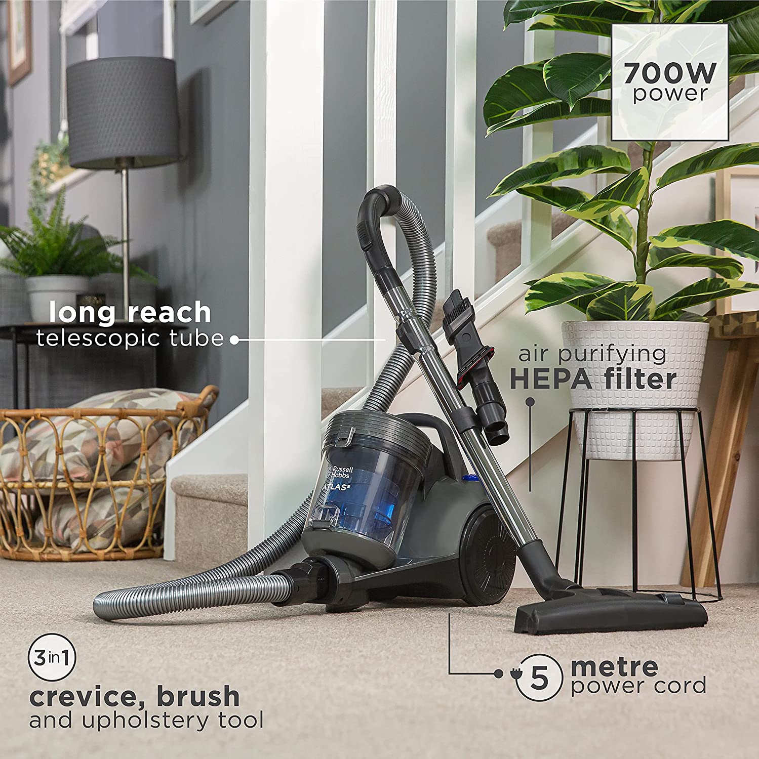 Russell Hobbs Atlas 2 Cylinder Hoover Vacuum Cleaner | RHCV3101 - Image 3