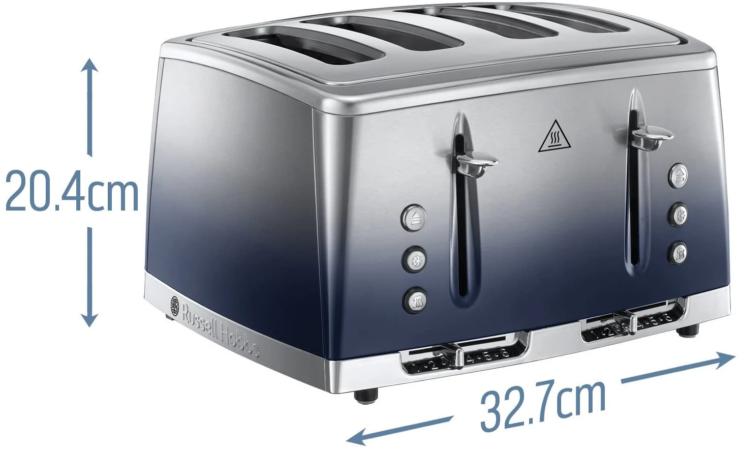 Russell Hobbs Midnight Blue Eclipse Polished Stainless Steel Ombre Four Slice Toaster | 25141 - Image 2
