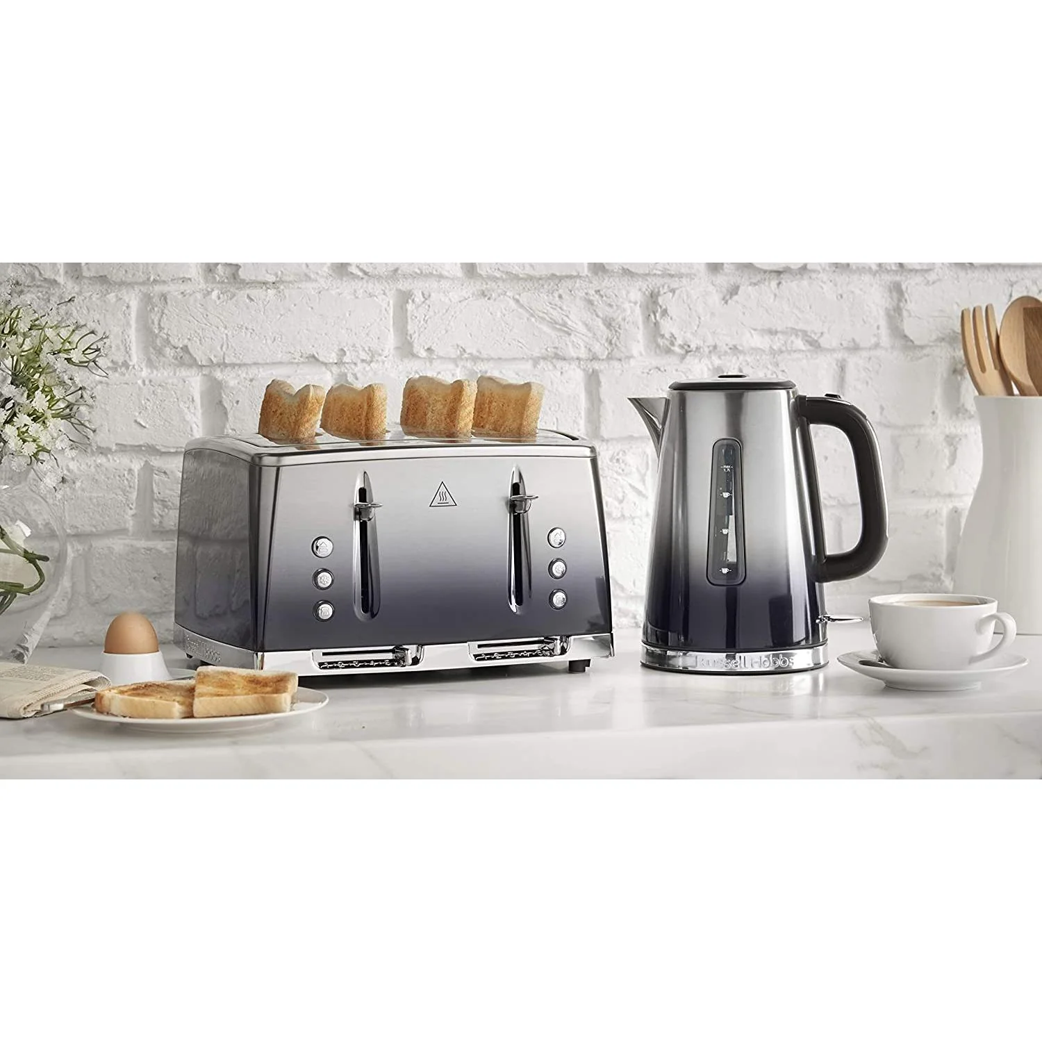 Russell Hobbs Midnight Blue Eclipse Polished Stainless Steel Ombre Four Slice Toaster | 25141 - Image 8