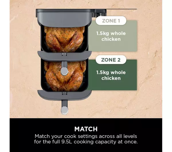Ninja Double Stack XL Air Fryer 9.5L Capacity, 6 Cooking Functions, 8 Portions - Grey | SL400UK - Image 8