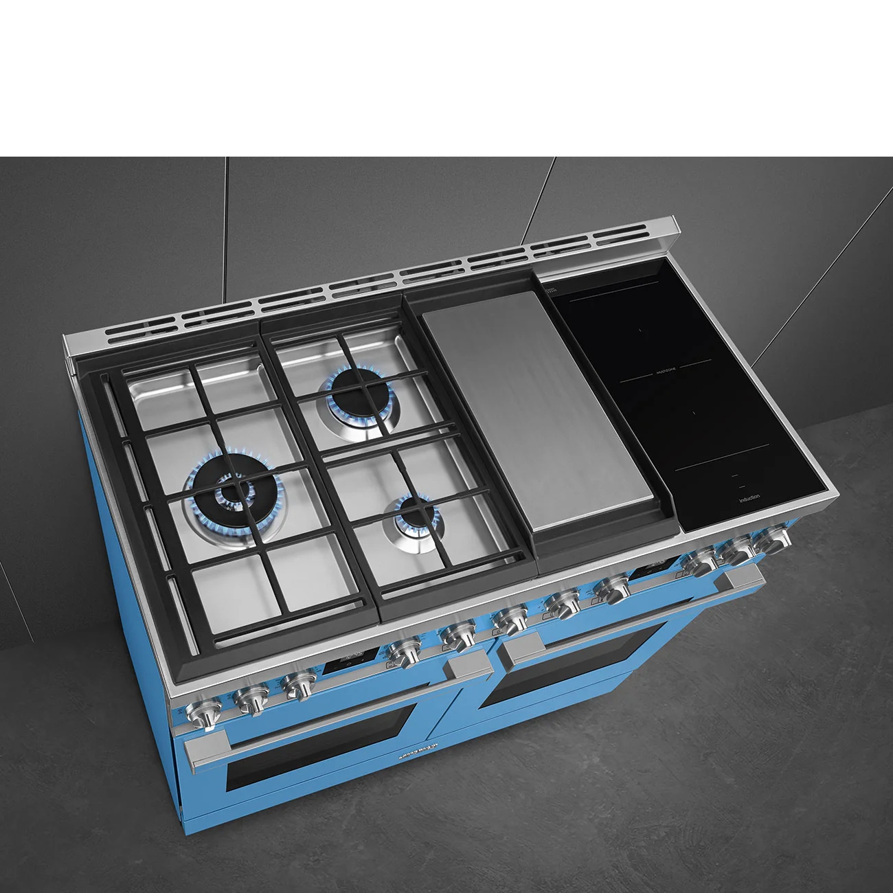 Smeg 120x60 cm Portofino Dual fuel Cooker with Mixed Hob - Turquoise | SMG CPF120IGMPT - Image 4