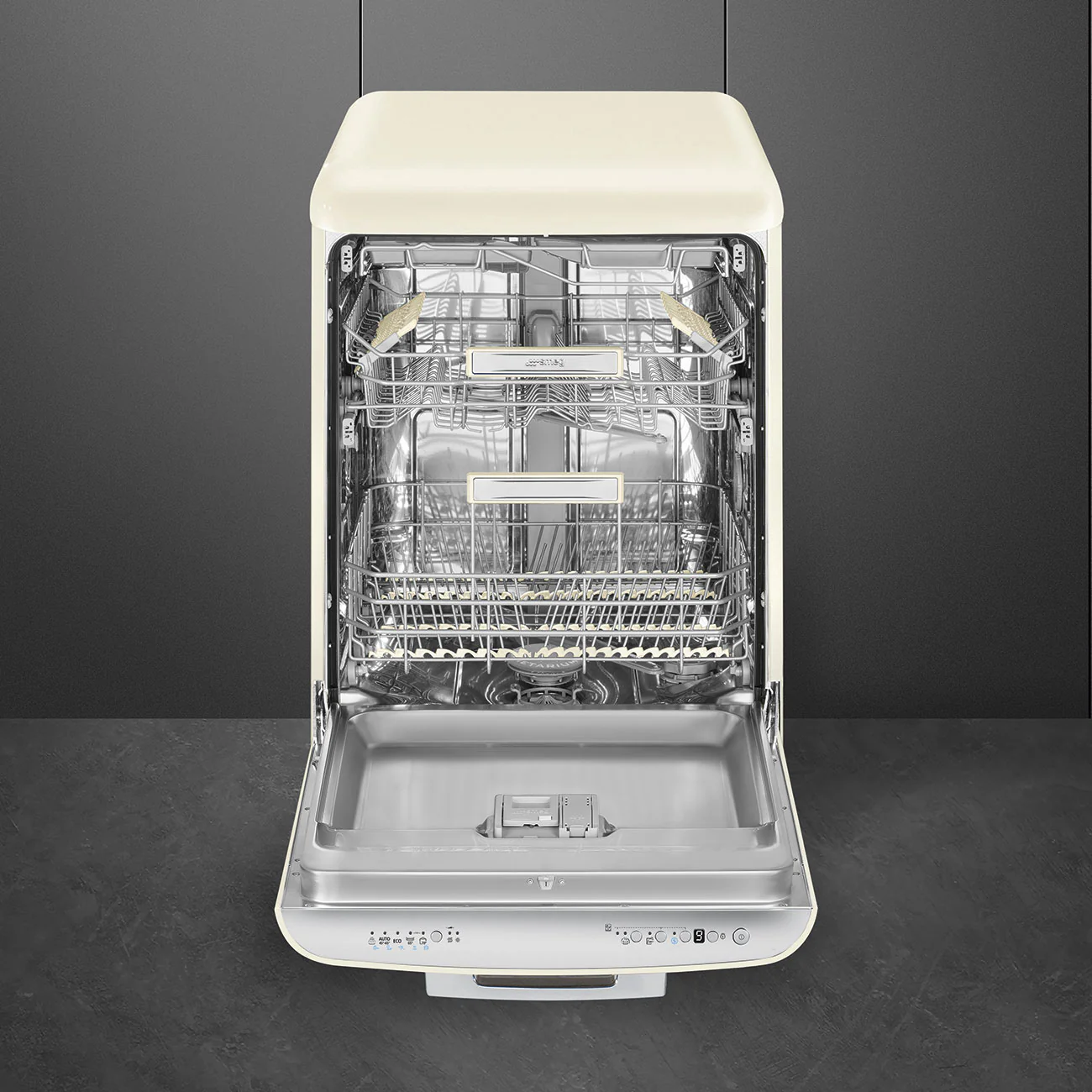 Smeg 60cm Retro Style 13 Place Free-standing Dishwasher - Cream | SMG DFFABCR - Image 3