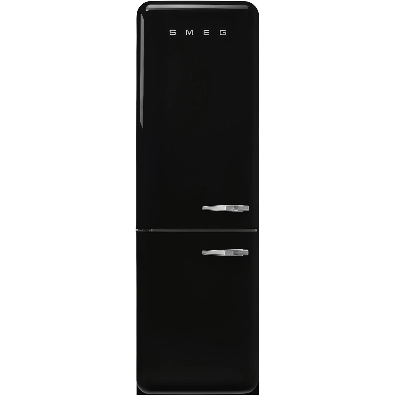 Smeg 60cm Retro Style 60/40 Fridge Freezer with NoFrost, Left Hand Hinge - Black | SMG FAB32LBL6UK