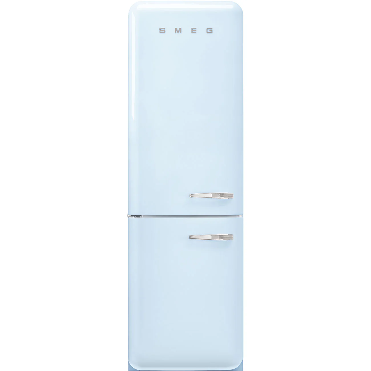 Smeg 60cm Retro Style 60/40 Fridge Freezer with NoFrost, Left Hand Hinge - Pastel Blue | SMG FAB32LPB6UK