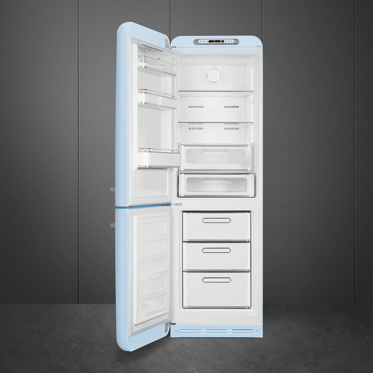 Smeg 60cm Retro Style 60/40 Fridge Freezer with NoFrost, Left Hand Hinge - Pastel Blue | SMG FAB32LPB6UK - Image 2