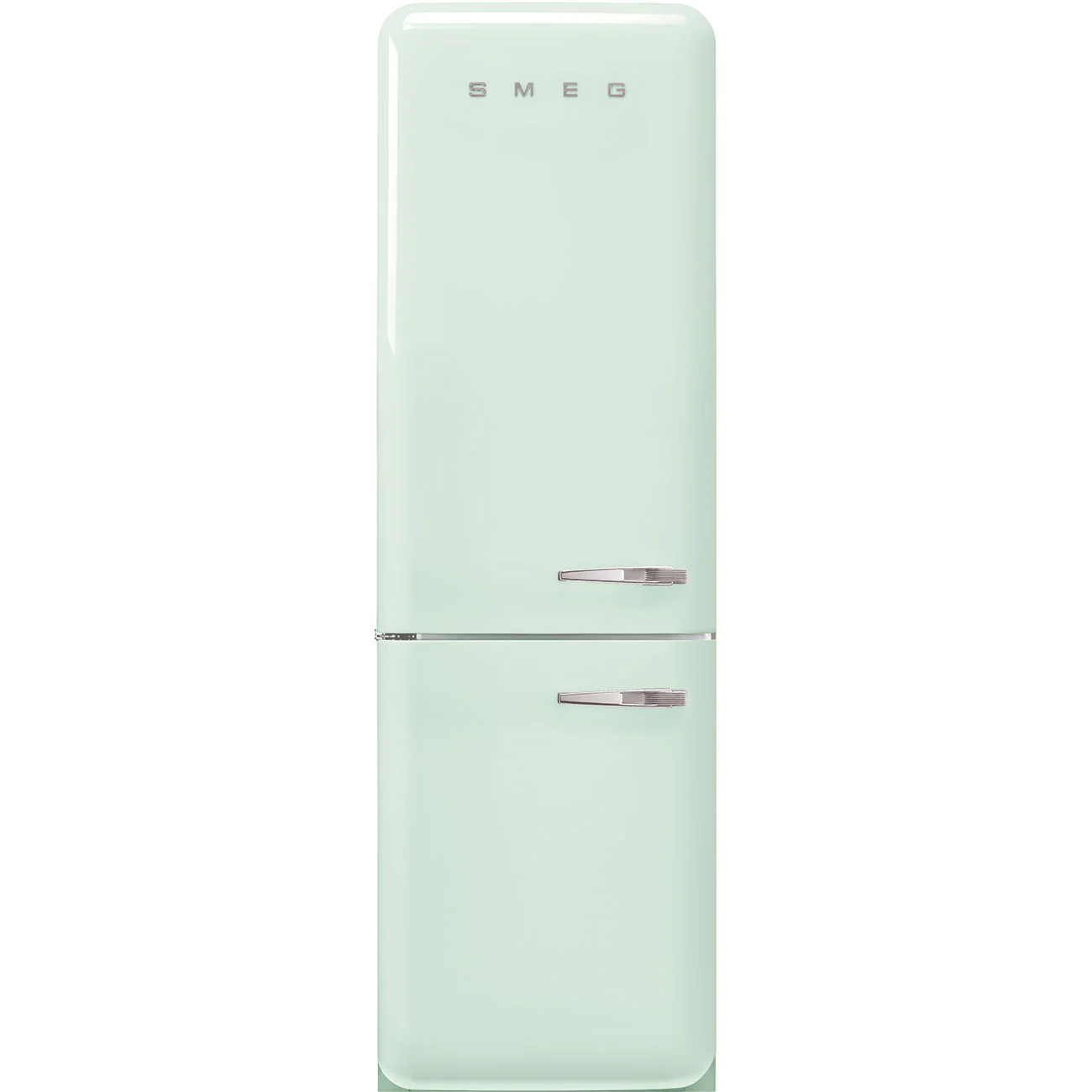 Smeg 60cm Retro Style 60/40 Fridge Freezer with NoFrost, Left Hand Hinge - Pastel Green | SMG FAB32LPG6UK