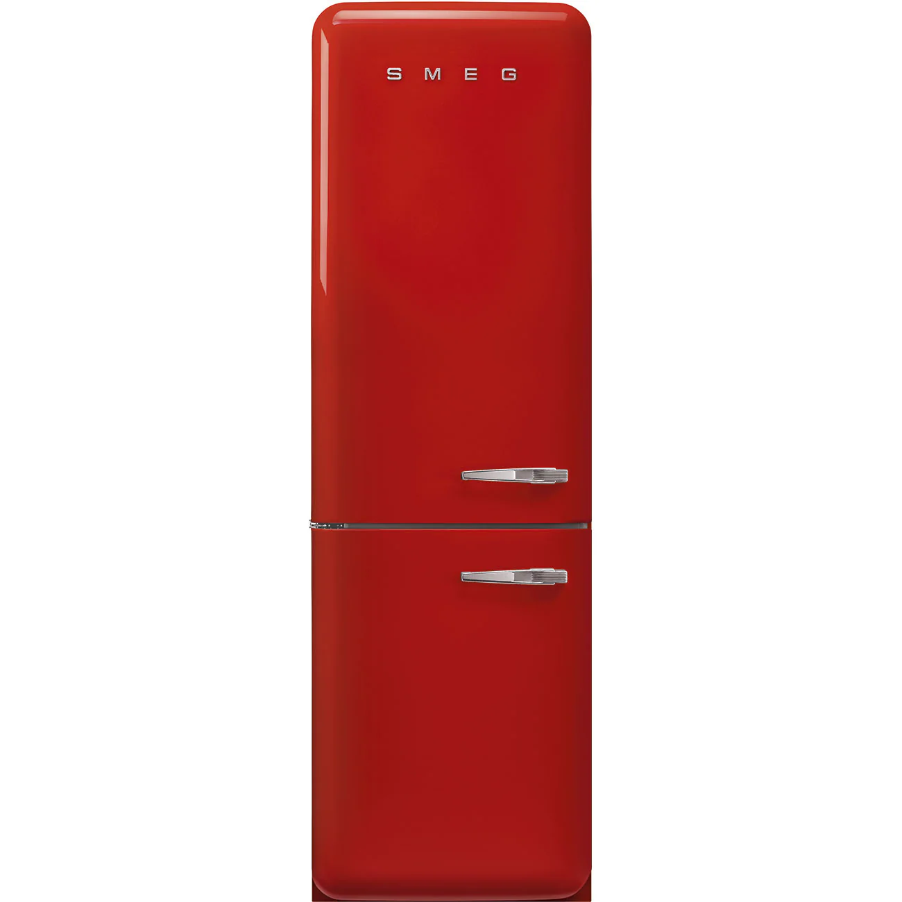 Smeg 60cm Retro Style 60/40 Fridge Freezer with NoFrost, Left Hand Hinge - Red | SMG FAB32LRD6UK