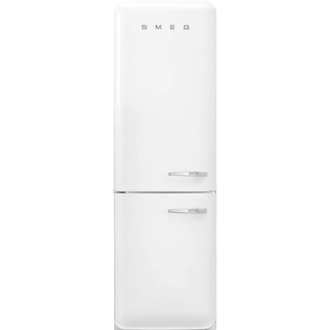 Smeg 60cm Retro Style 60/40 Fridge Freezer with NoFrost, Left Hand Hinge - White | SMG FAB32LWH6UK