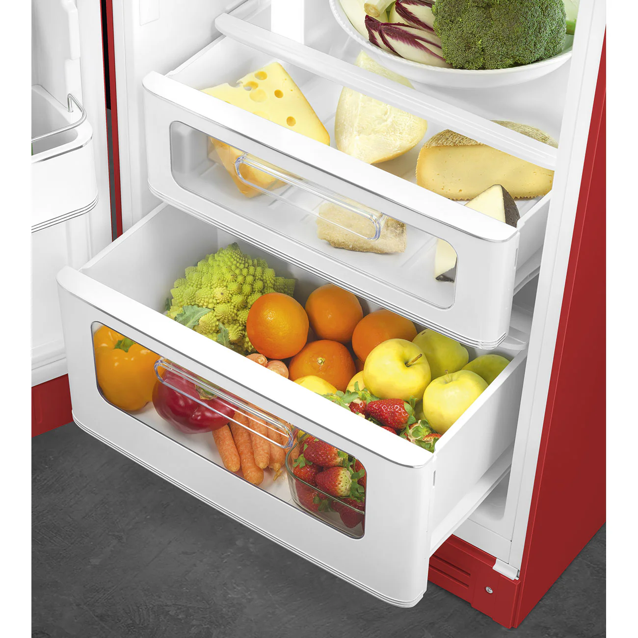 Smeg 60cm Retro Style 80/20 Fridge Freezer, Left Hand Hinge - Red | SMG FAB30LRD5UK - Image 6
