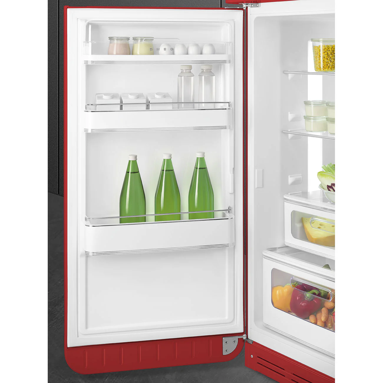 Smeg 60cm Retro Style 80/20 Fridge Freezer, Left Hand Hinge - Red | SMG FAB30LRD5UK - Image 7