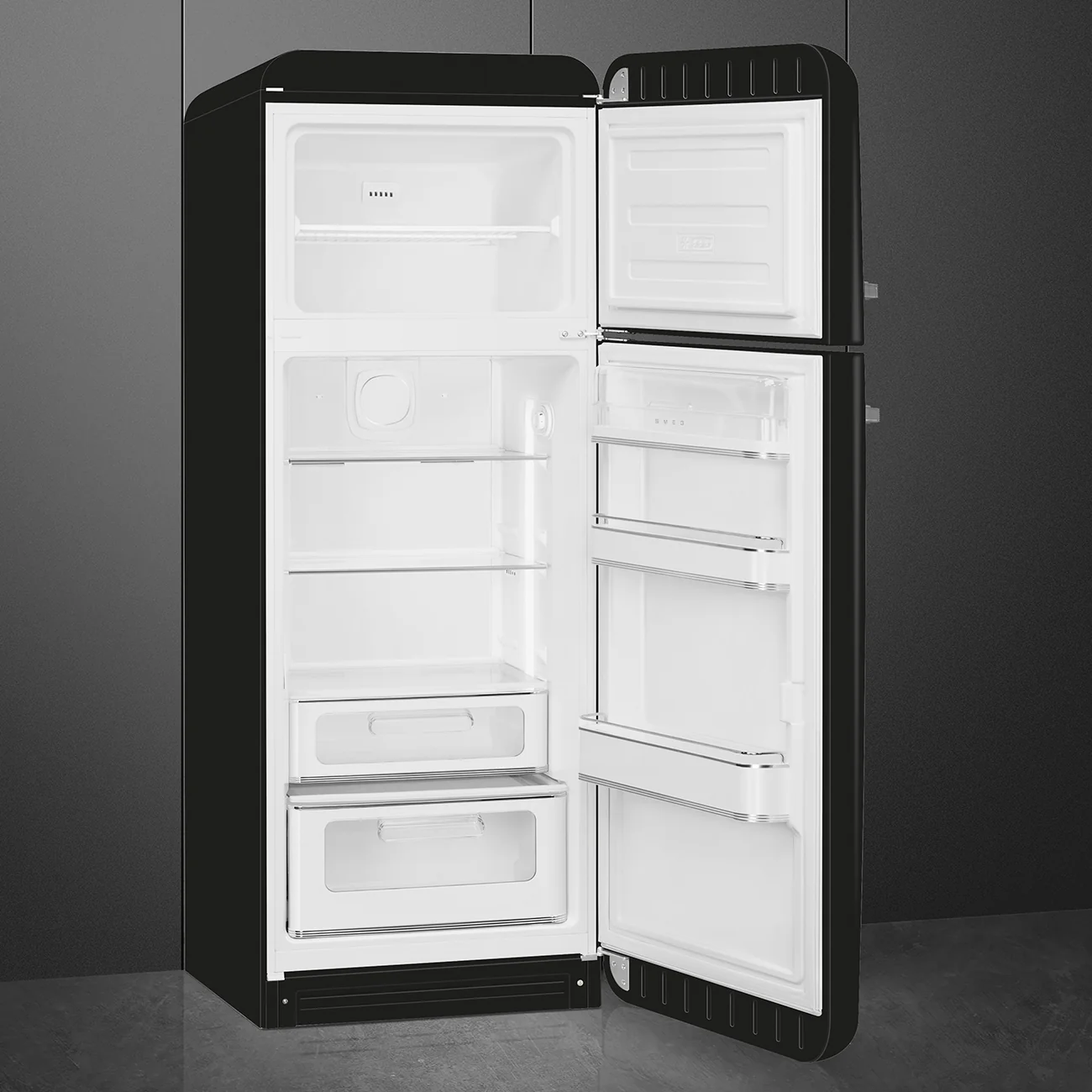 Smeg 60cm Retro Style 80/20 Fridge Freezer, Right Hand Hinge - Black | SMG FAB30RBL5UK - Image 2
