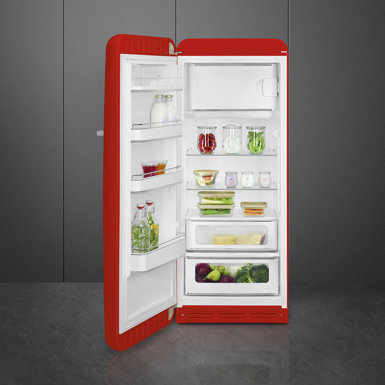 Smeg 60cm Retro Style Fridge With Icebox (6), Left Hand Hinged - Red | SMG FAB28LRD6UK - Image 3
