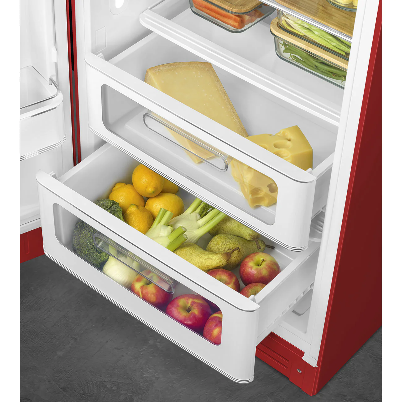 Smeg 60cm Retro Style Fridge With Icebox (6), Left Hand Hinged - Red | SMG FAB28LRD6UK - Image 8