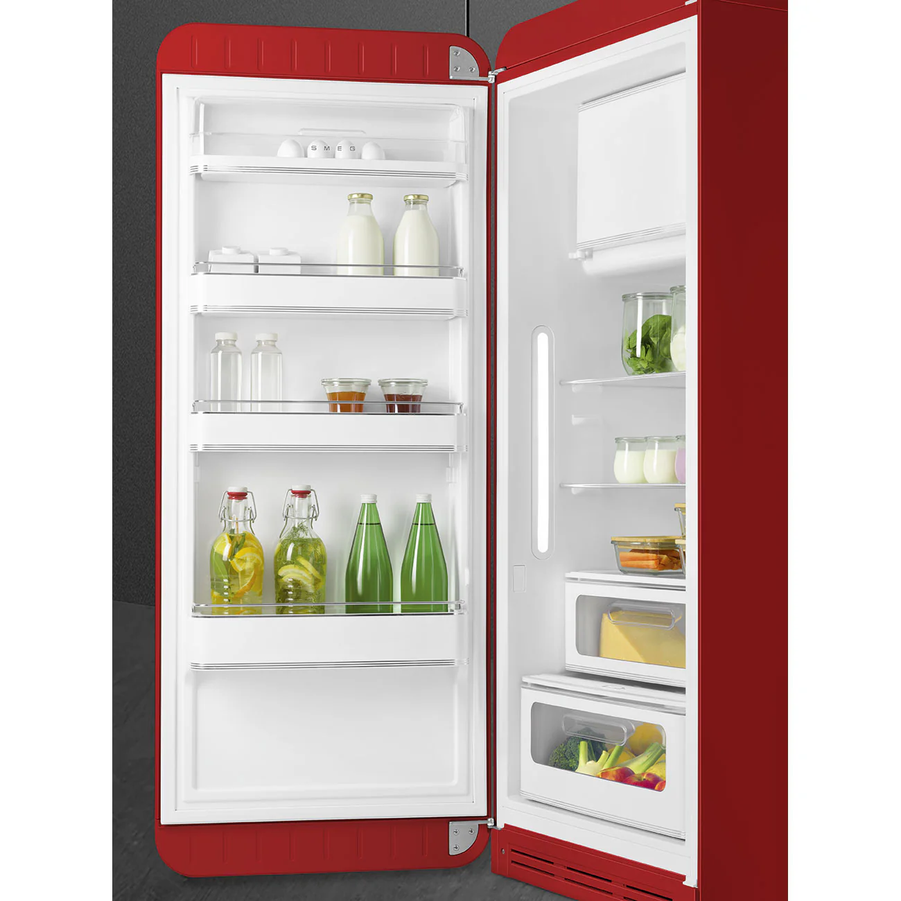 Smeg 60cm Retro Style Fridge With Icebox (6), Left Hand Hinged - Red | SMG FAB28LRD6UK - Image 9