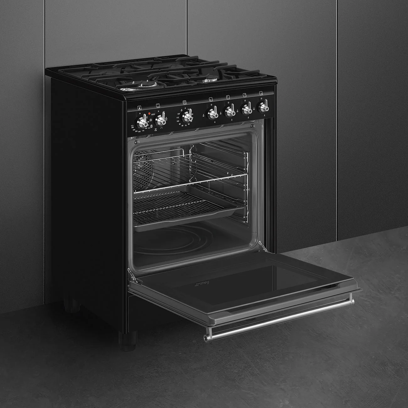 Smeg 60x60 cm Concert Classic Dual fuel Cooker with Gas Hob - Black | SMG CX61GMBL - Image 5